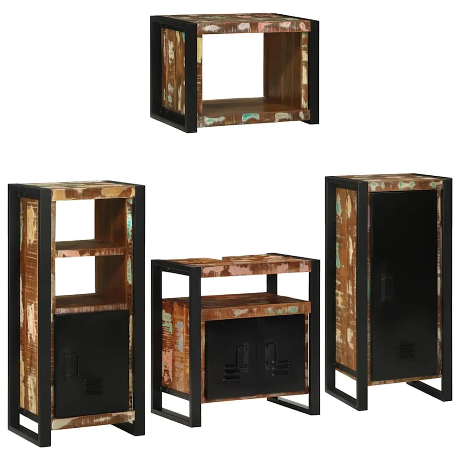 Ensemble de mobilier de salle de bain 4 pcs Bois massif recyclé - 3