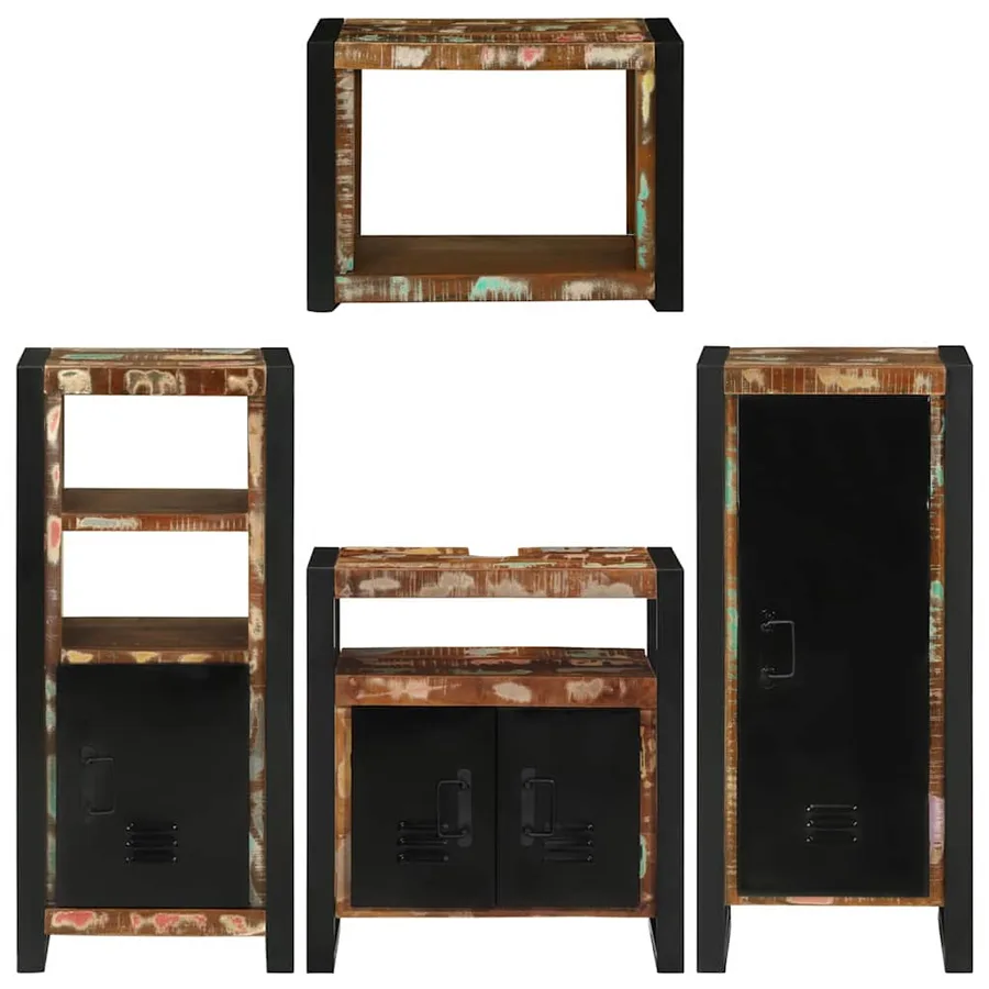 Ensemble de mobilier de salle de bain 4 pcs Bois massif recyclé - 9