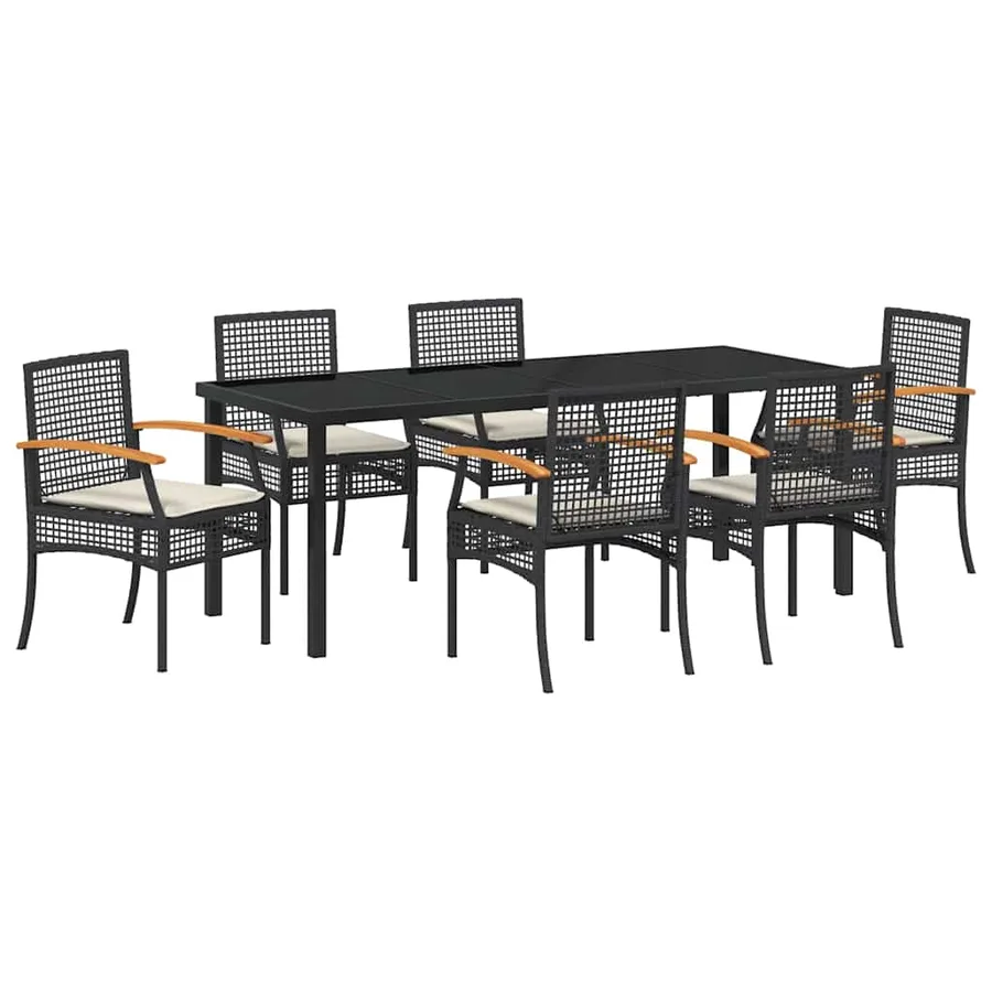 Ensemble de salle à manger pour jardin 7 pcs Noir Rotin - 2