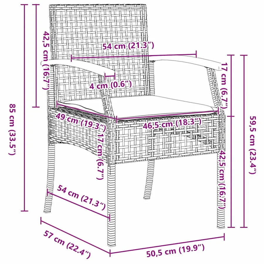 Ensemble de salle à manger pour jardin 7 pcs Noir Rotin - 8