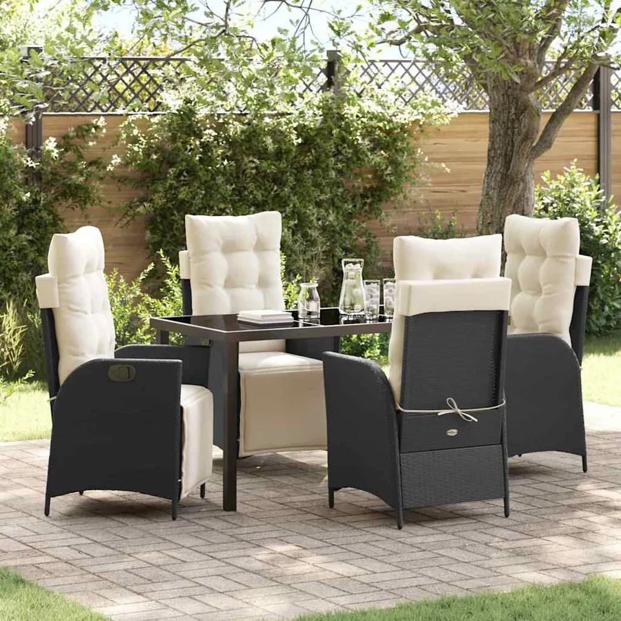 Ensemble de salle à manger pour jardin 5 pcs Noir polyrotin