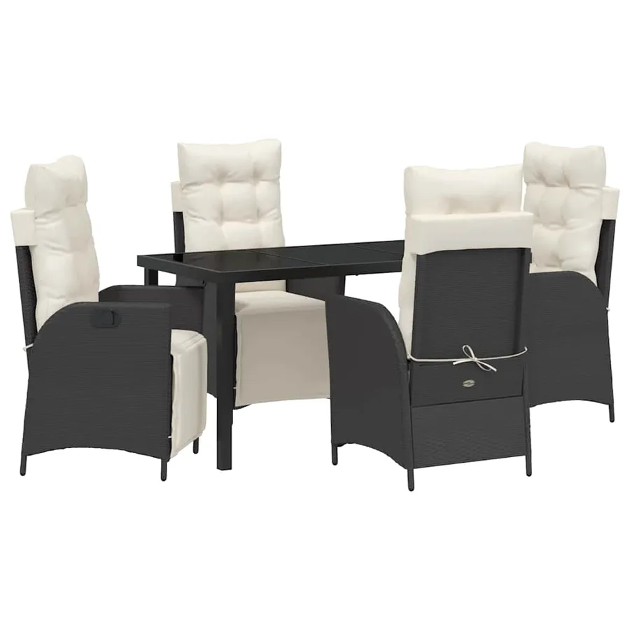 Ensemble de salle à manger pour jardin 5 pcs Noir polyrotin - 2