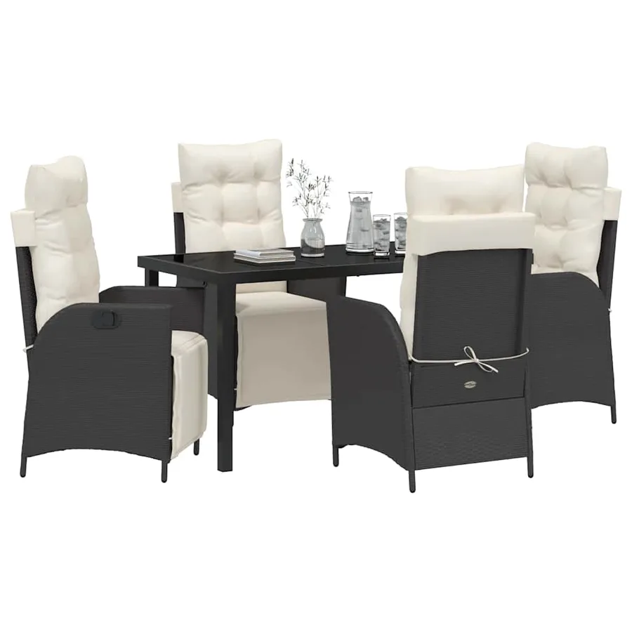 Ensemble de salle à manger pour jardin 5 pcs Noir polyrotin - 3