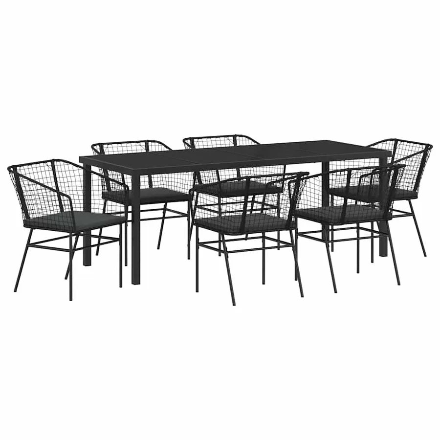 Ensemble de salle à manger pour jardin 7 pcs Noir polyrotin - 2