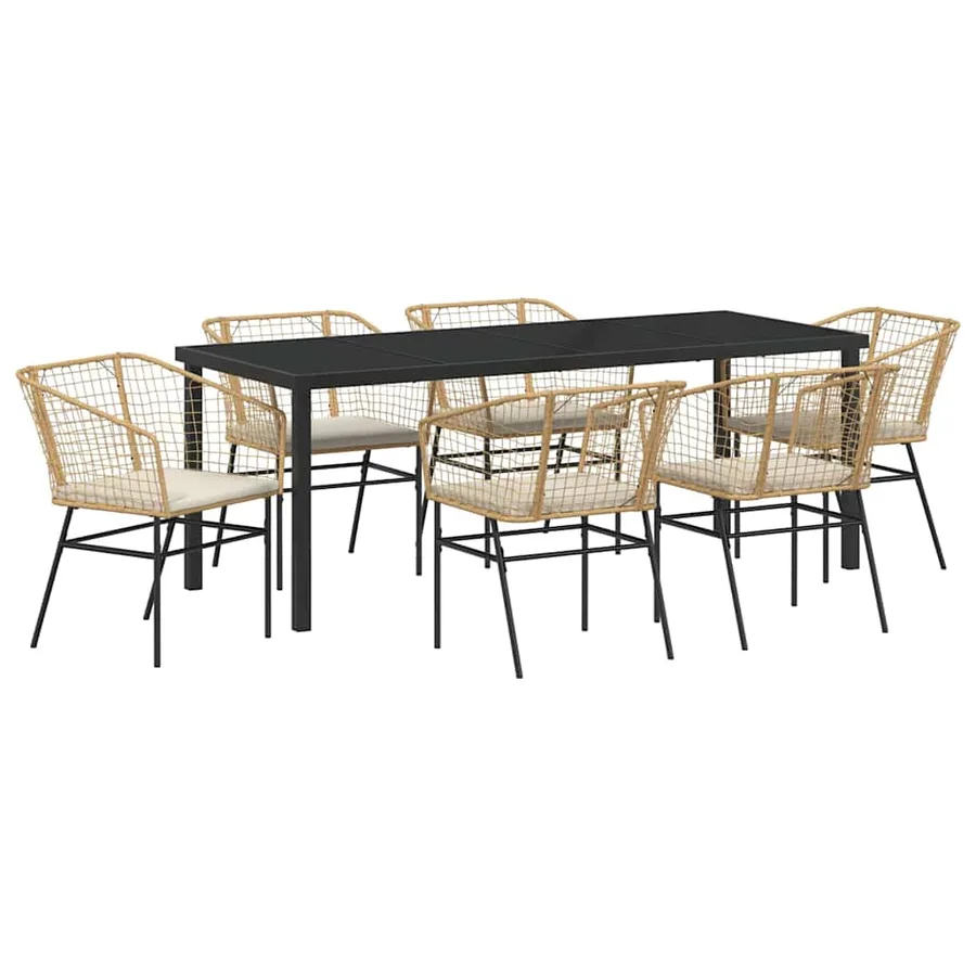 Ensemble de salle à manger pour jardin 7 pcs Marron polyrotin - 2