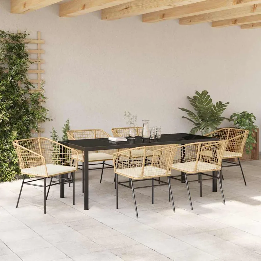 Ensemble de salle à manger pour jardin 7 pcs Marron polyrotin - 4