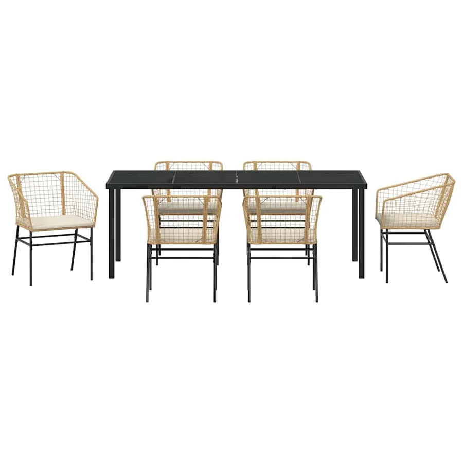 Ensemble de salle à manger pour jardin 7 pcs Marron polyrotin - 7