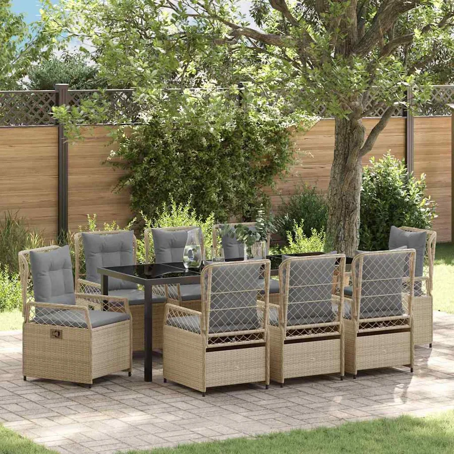 Ensemble de salle à manger pour jardin 9 pcs