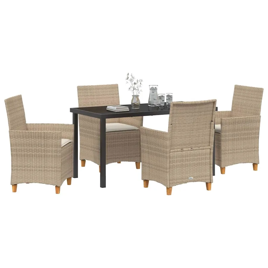 Ensemble de salle à manger pour jardin 5 pcs Beige polyrotin - 3