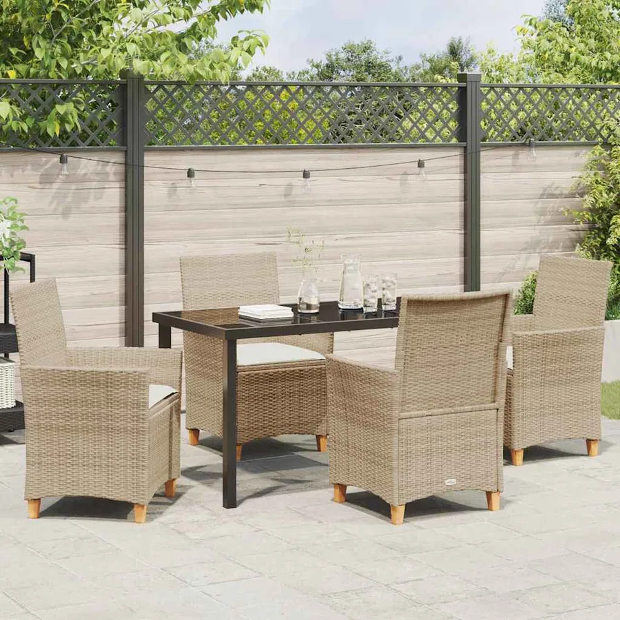 Ensemble de salle à manger pour jardin 5 pcs Beige polyrotin - 4