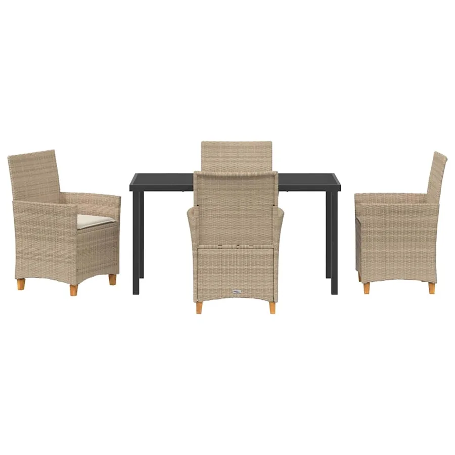Ensemble de salle à manger pour jardin 5 pcs Beige polyrotin - 7