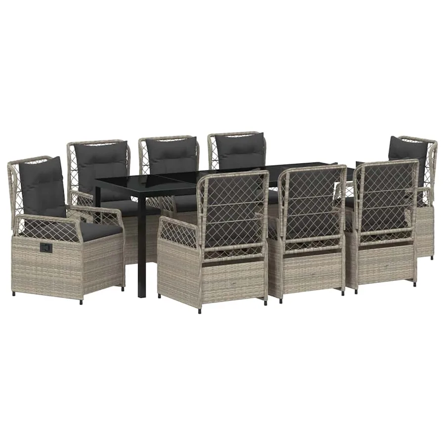 Ensemble de salle à manger pour jardin 9 pcs Gris clair - 2