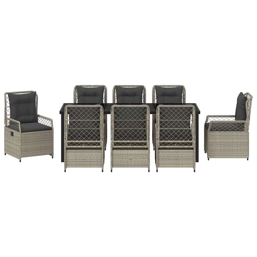 Ensemble de salle à manger pour jardin 9 pcs Gris clair - 7
