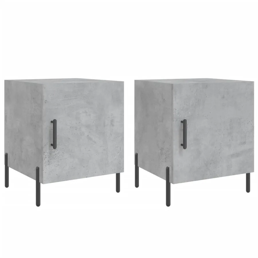 Tables de chevet 2 pcs gris béton 40x40x50 cm bois d’ingénierie - 2