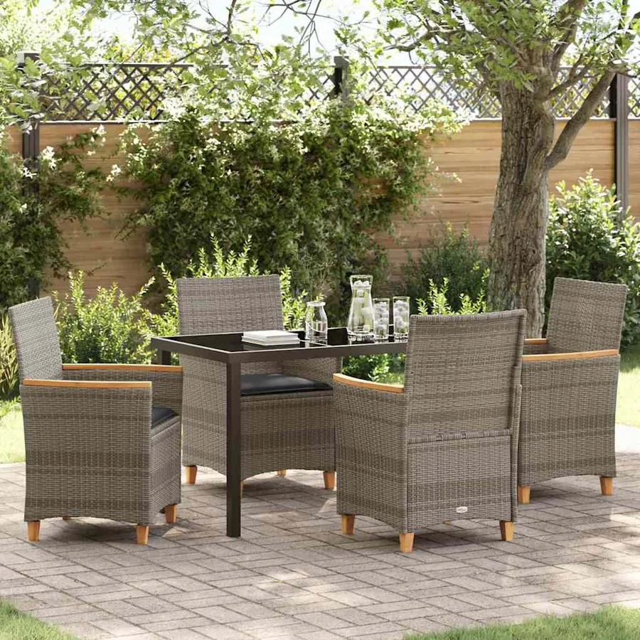 Ensemble de salle à manger pour jardin 5 pcs Gris polyrotin