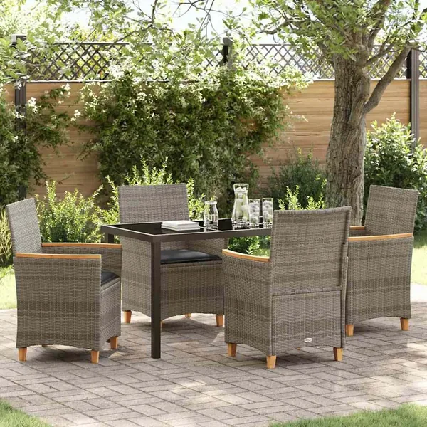 Ensemble de salle à manger pour jardin 5 pcs Gris polyrotin