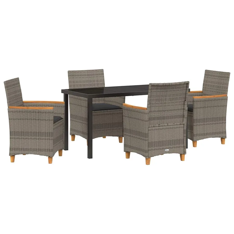 Ensemble de salle à manger pour jardin 5 pcs Gris polyrotin - 2