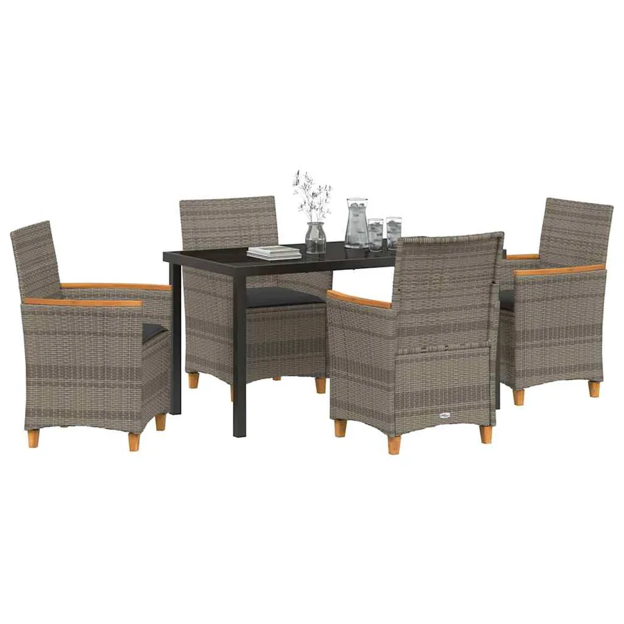 Ensemble de salle à manger pour jardin 5 pcs Gris polyrotin - 3