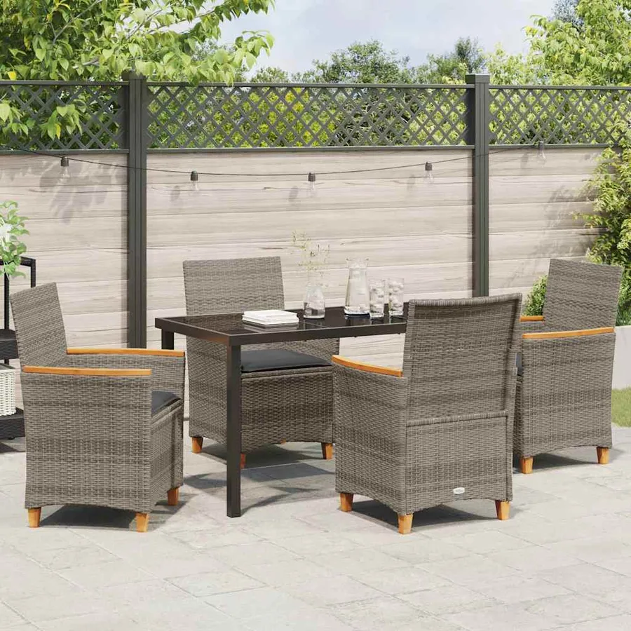 Ensemble de salle à manger pour jardin 5 pcs Gris polyrotin - 4
