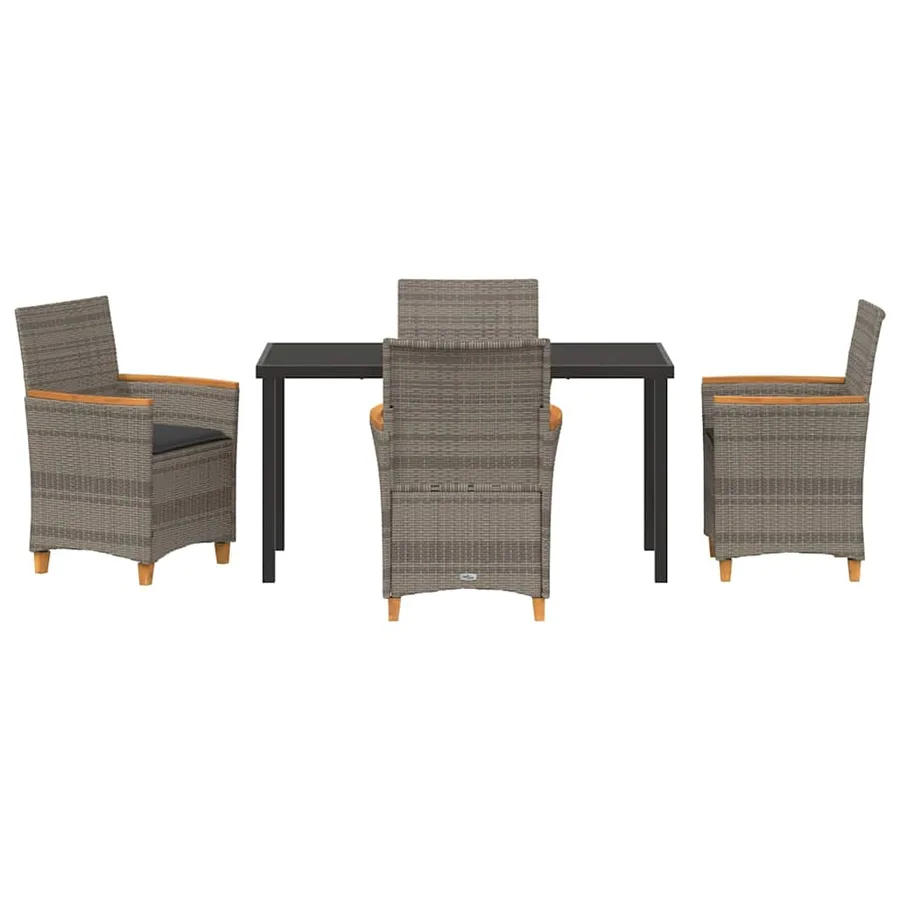 Ensemble de salle à manger pour jardin 5 pcs Gris polyrotin - 7