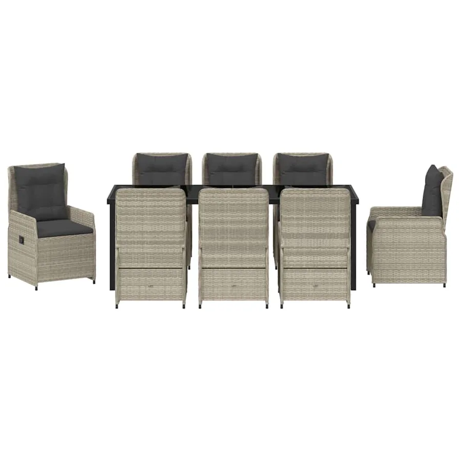 Ensemble de salle à manger pour jardin 9 pcs Gris clair - 7
