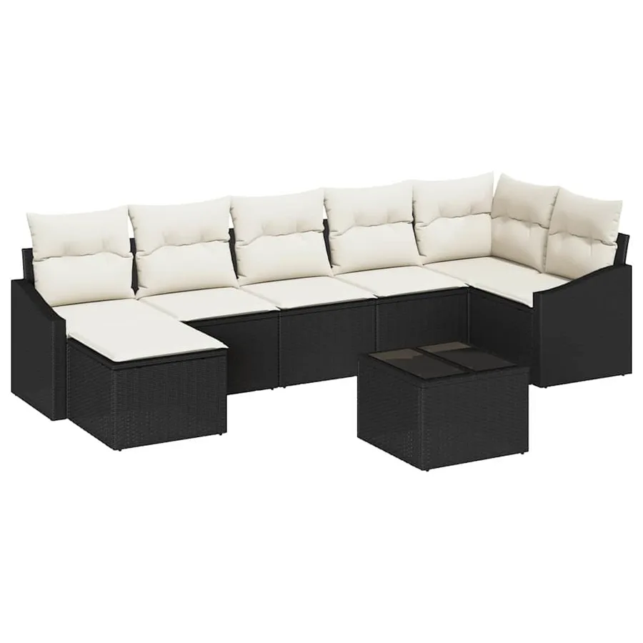 Ensemble de Canapés avec coussin 8 pcs Noir polyrotin - 2