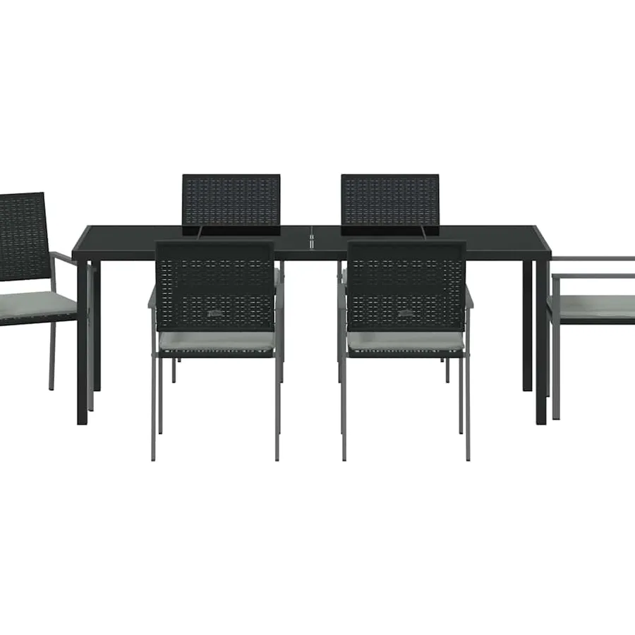 Ensemble de salle à manger pour jardin 7 pcs Noir et Gris Clair - 7