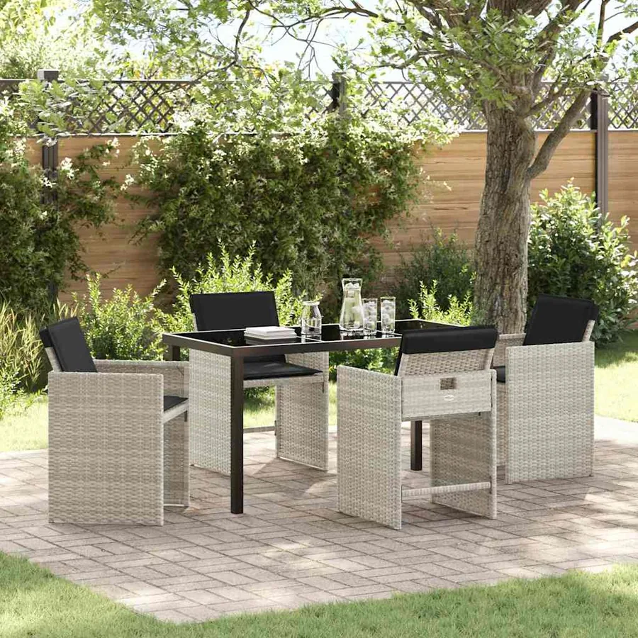 Ensemble de salle à manger pour jardin 5 pcs Gris clair