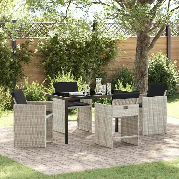 Ensemble de salle à manger pour jardin 5 pcs Gris clair