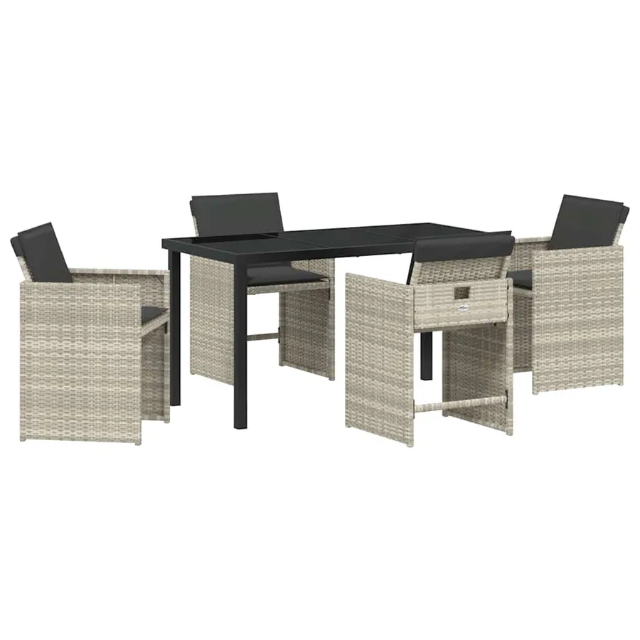 Ensemble de salle à manger pour jardin 5 pcs Gris clair - 2