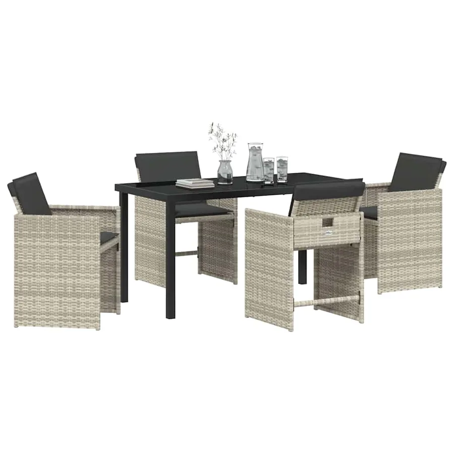 Ensemble de salle à manger pour jardin 5 pcs Gris clair - 3