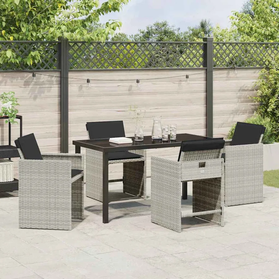 Ensemble de salle à manger pour jardin 5 pcs Gris clair - 4