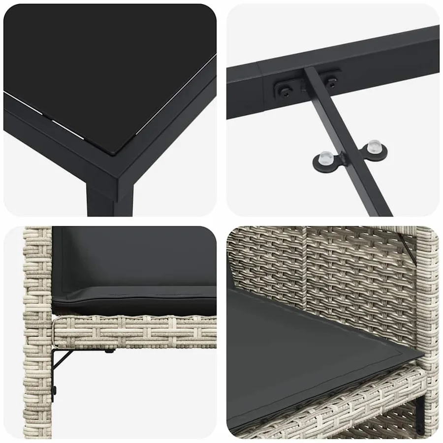Ensemble de salle à manger pour jardin 5 pcs Gris clair - 9