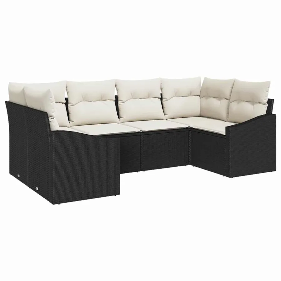 Ensemble de Canapés avec coussin 6 pcs Noir polyrotin - 2