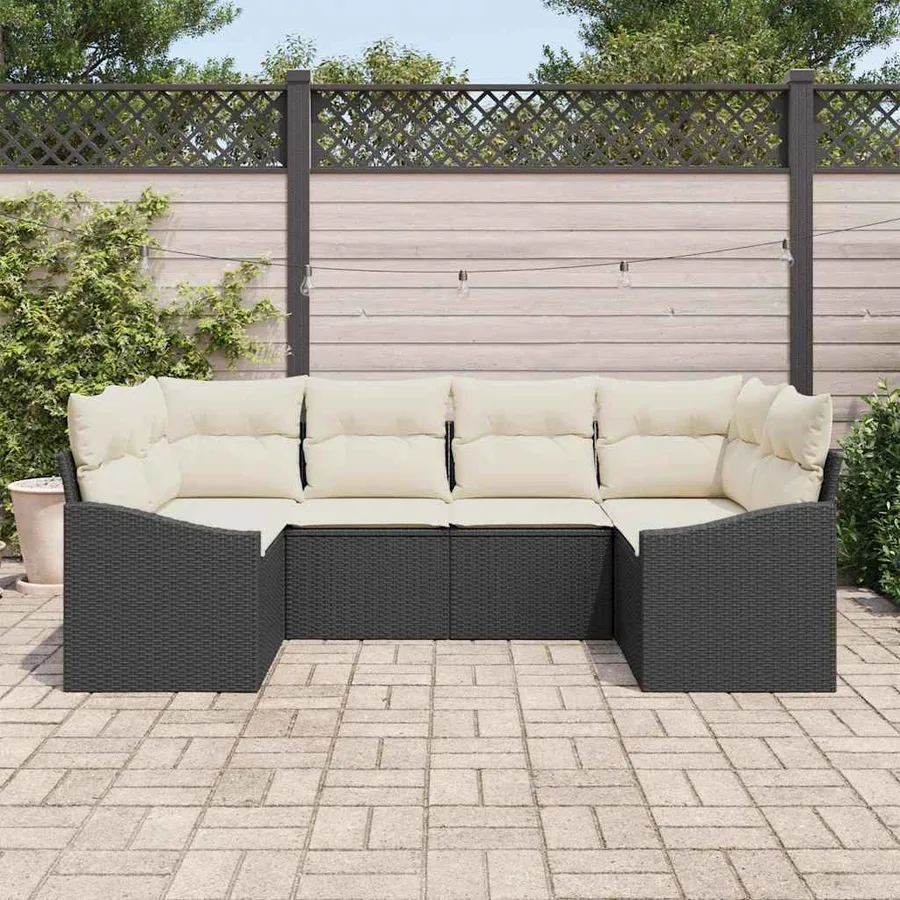 Ensemble de Canapés avec coussin 6 pcs Noir polyrotin - 3
