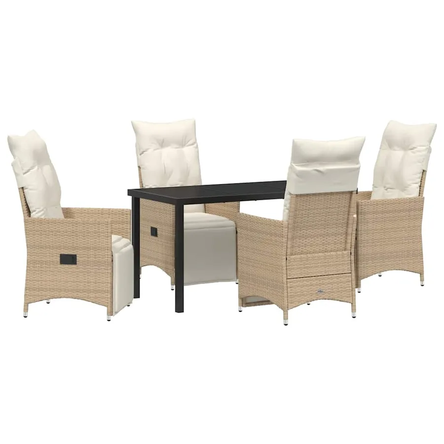 Ensemble de salle à manger pour jardin 5 pcs Beige polyrotin - 2