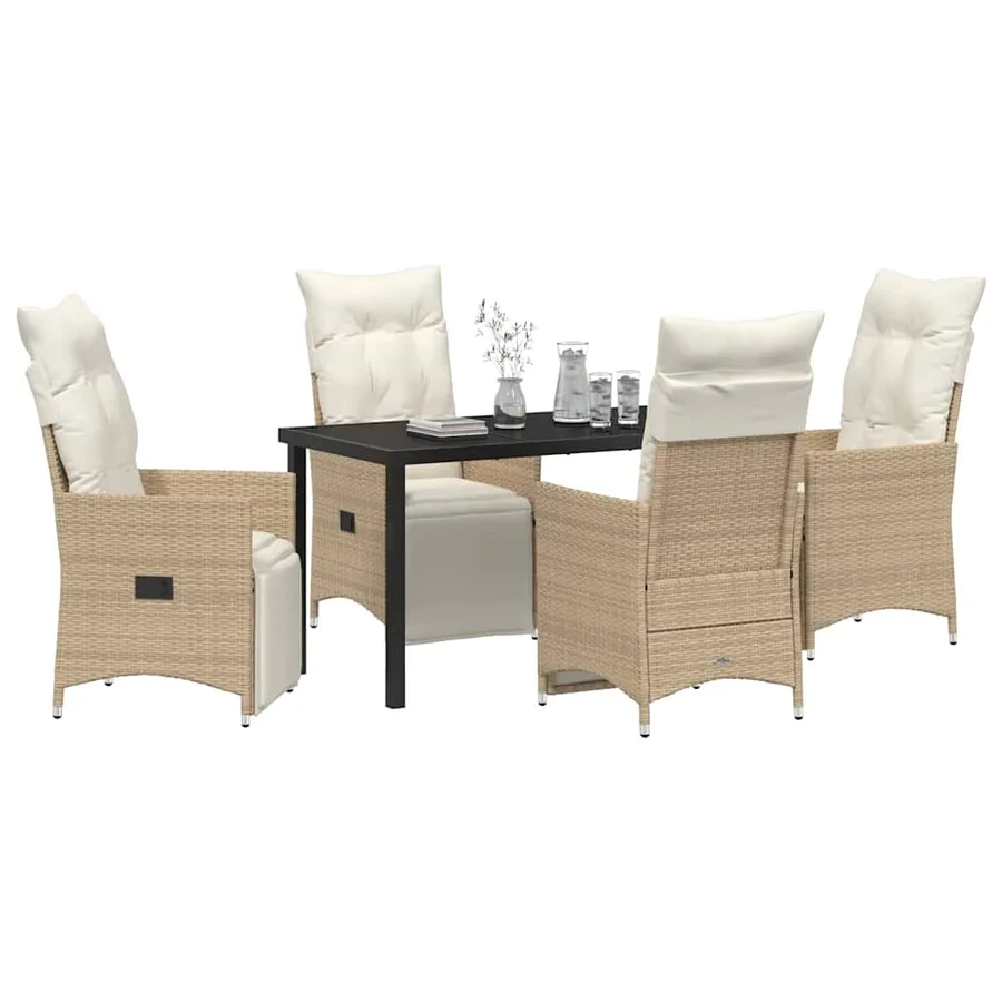 Ensemble de salle à manger pour jardin 5 pcs Beige polyrotin - 3