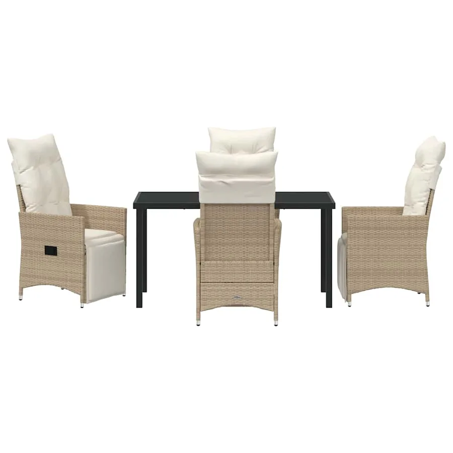 Ensemble de salle à manger pour jardin 5 pcs Beige polyrotin - 7