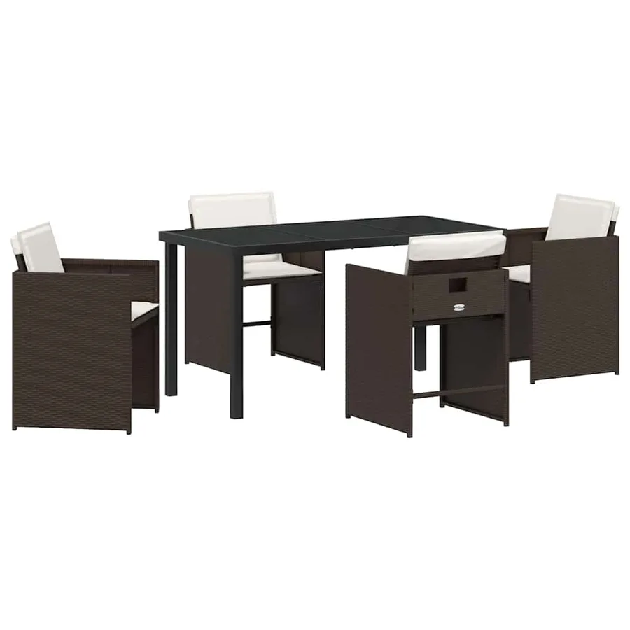 Ensemble de salle à manger pour jardin 5 pcs Marron polyrotin - 2