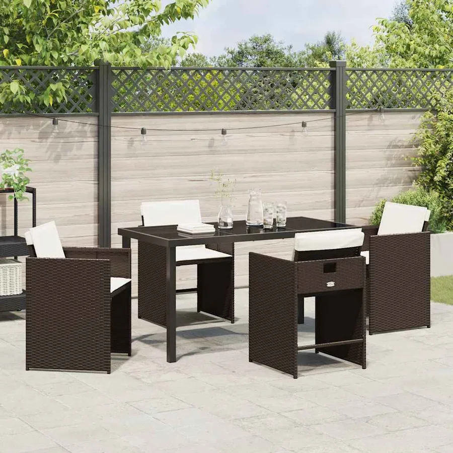 Ensemble de salle à manger pour jardin 5 pcs Marron polyrotin - 4