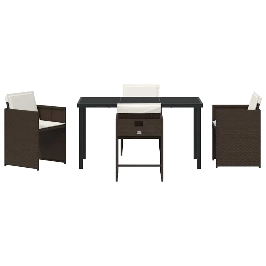Ensemble de salle à manger pour jardin 5 pcs Marron polyrotin - 7