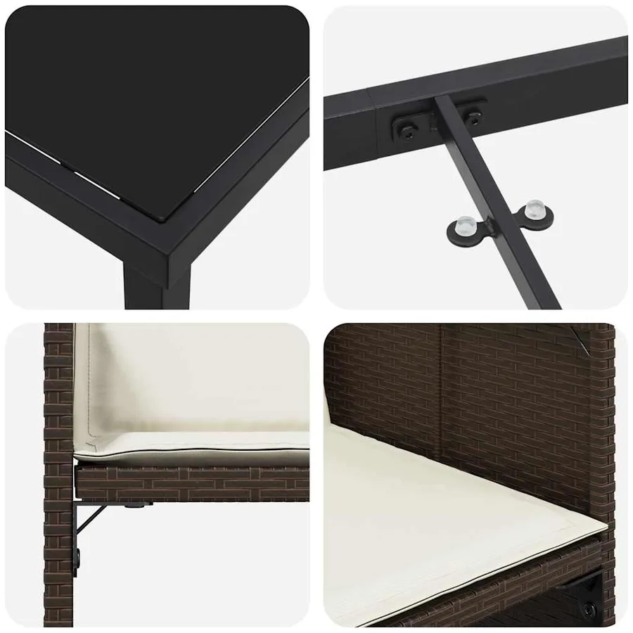 Ensemble de salle à manger pour jardin 5 pcs Marron polyrotin - 9