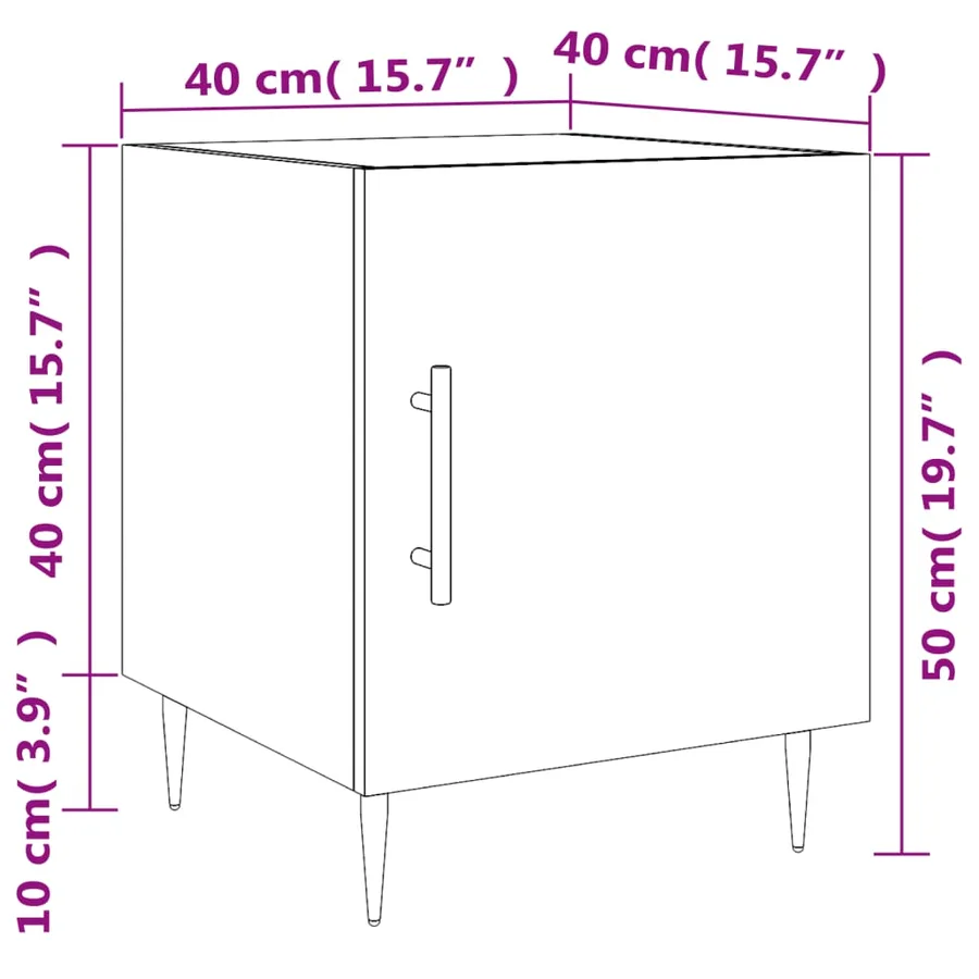 Tables de chevet 2 pcs blanc brillant 40x40x50 cm - 14