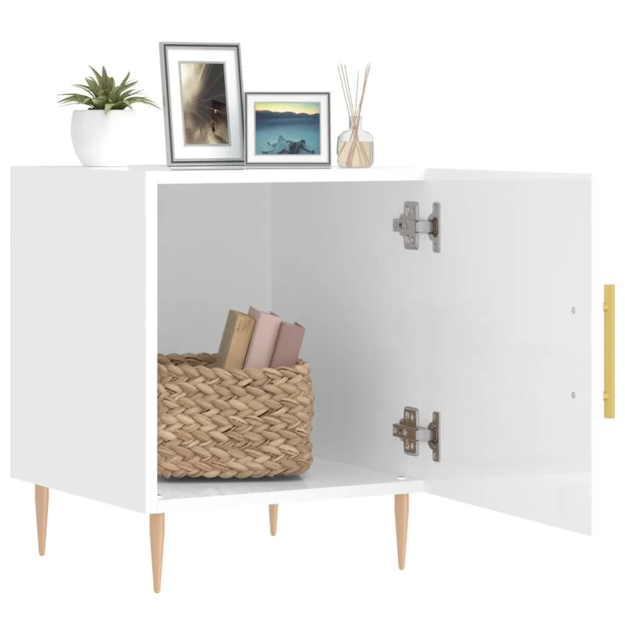 Tables de chevet 2 pcs blanc brillant 40x40x50 cm - 3