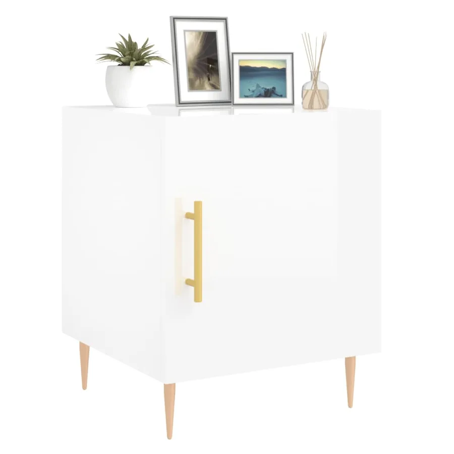 Tables de chevet 2 pcs blanc brillant 40x40x50 cm - 4