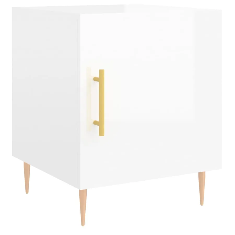 Tables de chevet 2 pcs blanc brillant 40x40x50 cm - 5