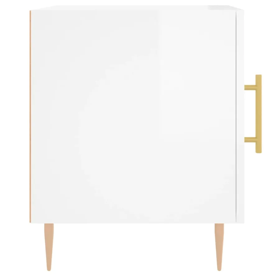 Tables de chevet 2 pcs blanc brillant 40x40x50 cm - 7