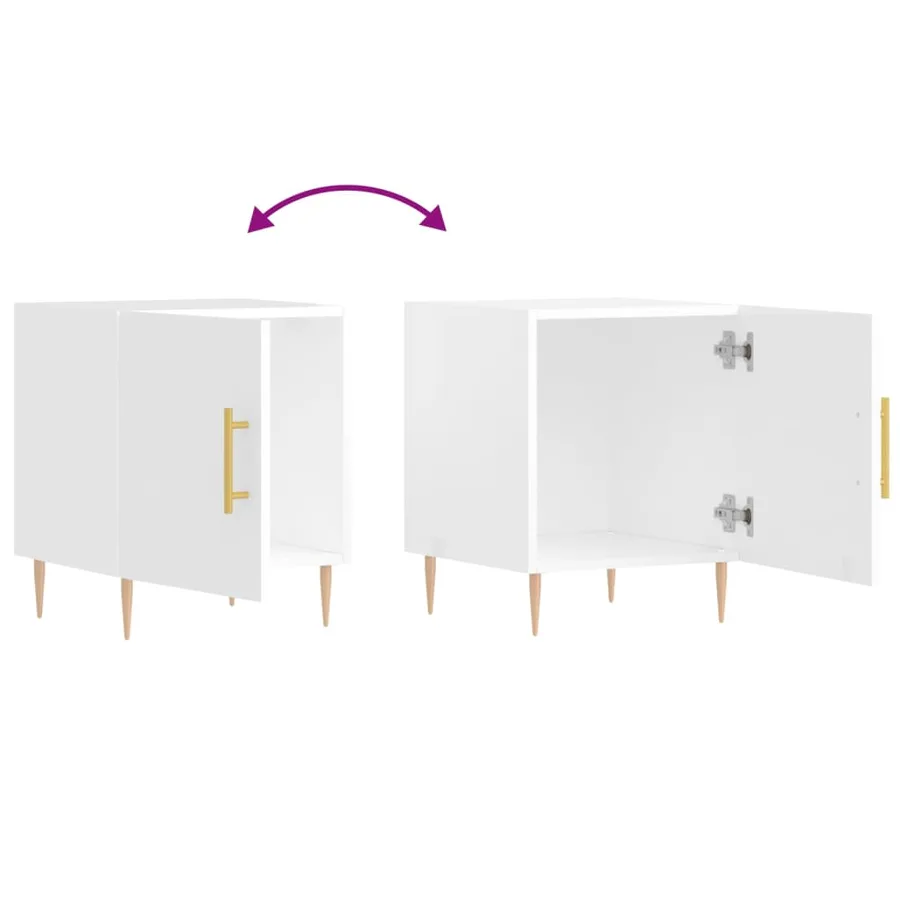 Tables de chevet 2 pcs blanc brillant 40x40x50 cm - 9