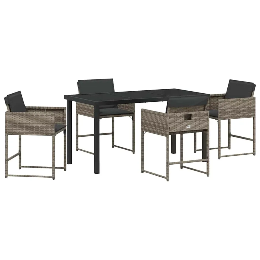 Ensemble de salle à manger pour jardin 5 pcs Gris polyrotin - 2