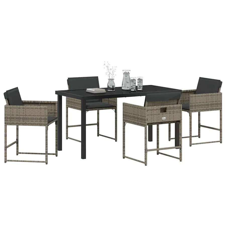 Ensemble de salle à manger pour jardin 5 pcs Gris polyrotin - 3